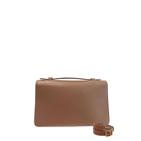 Cristinaeffe CF24FW021 taupe handbag by Jag Couture London, featuring sleek design and leather material, displayed on a plain background.
