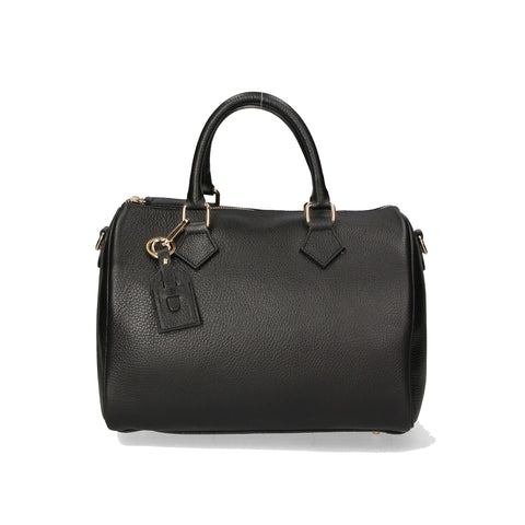 Jag Couture London - New York Gave Lux GLX22517623FBG-D28 black leather handbag with gold hardware and adjustable strap.
