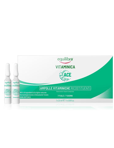 Jag Couture London - New York Equilibra Vit Restorat Vitamin Amp, showing the sleek packaging and 7 ampules for revitalization.