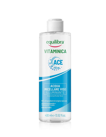 Equilibra Vit Bright Micellar Water bottle by Jag Couture London on a white background, showcasing the skincare product.