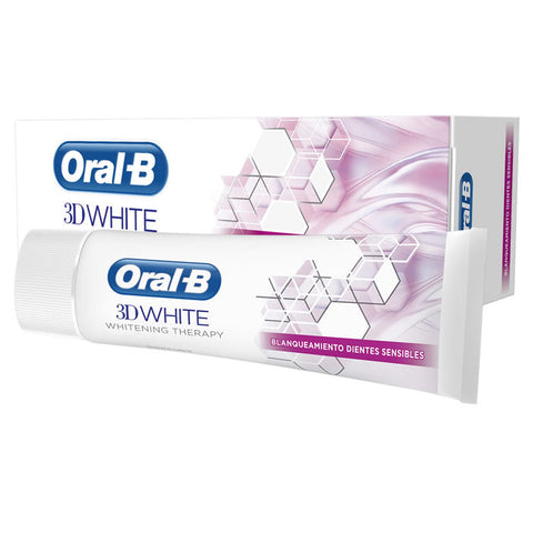 Jag Couture London New York 75ml Oral-B 3D White Luxe Whitening Therapy Sensitive Toothpaste tube showing packaging and branding