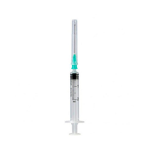 Jag Couture London - New York 5cc syringe with 40/8 gauge needle, clear plastic body and attached metal needle for medical use
