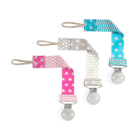 Chicco Clip with pink chain from Jag Couture London - New York, featuring a secure clip and stylish pink chain accessory.