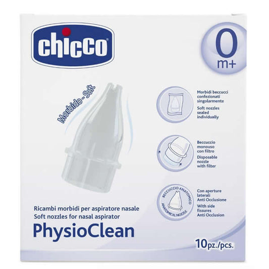 Chicco PhysioClean Soft Nozzles For Nasal Aspirator 0M+ 10 Units Jag Couture London - New York