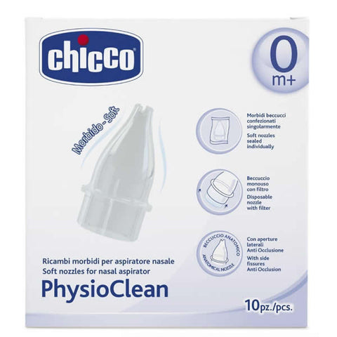 Chicco PhysioClean Soft Nozzles For Nasal Aspirator 0M+ 10 Units Jag Couture London - New York