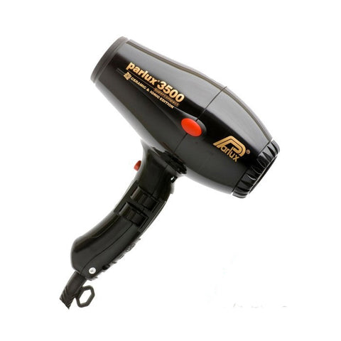 Jag Couture London black Parlux 3500 Supercompact ceramic ionic hair dryer with sleek design and ergonomic handle.