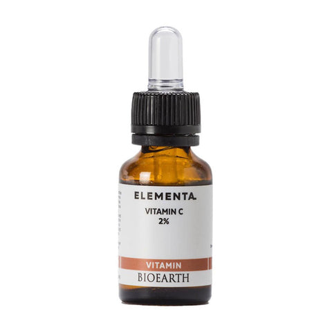 Bioearth Elementa Vitamin C Concentrate in a 15ml bottle, featuring natural skincare ingredients for brightening and revitalizing skin.