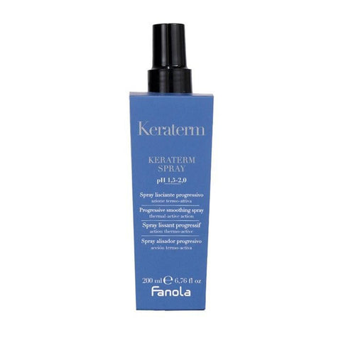 Fanola Spray Alisador Progresivo Keraterm pH 1.5-2, 200ml, with Jag Couture London branding, shown in a sleek spray bottle.