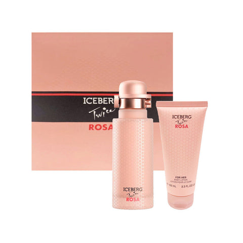 Jag Couture London Iceberg Twice Rosa Eau De Toilette 125ml spray bottle and 100ml perfumed body lotion, floral fragrance package