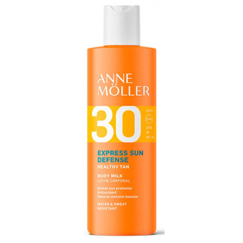 Anne Möller Express Sun Defense Body Milk SPF 30 in 175ml bottle, moisturizing sun protection for skin.