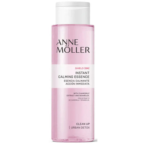 Anne Möller Clean Up Instant Calming Essence bottle, 400ml, with clear label, displayed on a white background.