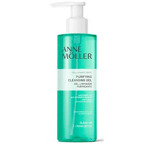 Anne Möller Clean Up Purifying Cleansing Gel in 400ml bottle, with clear label and pump dispenser, on a clean background.