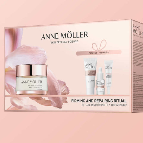 Set of four Anne Möller Rosage Day Rich Cream 50ml jars, skincare product by Jag Couture London New York, with cream inside.