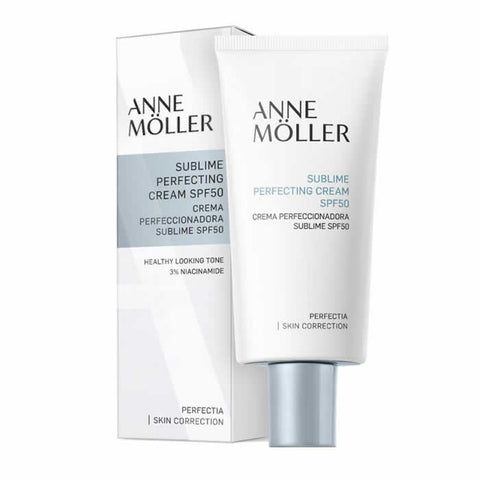 Anne Möller Perfectia Sublime Perfecting Cream SPF50 in 50ml jar, showcasing the luxurious skincare product with a sleek design.