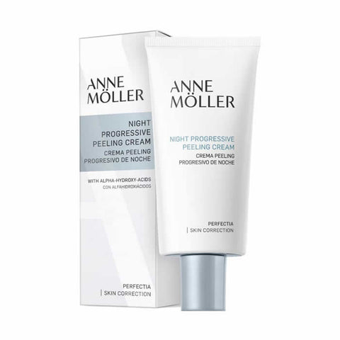 Anne Möller Night Progressive Peeling Cream in 50ml jar, with smooth creamy texture and elegant packaging.