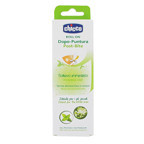 Chicco Natural Roll-On Post Bites 10ml from Jag Couture London - New York, showing the roll-on applicator and product packaging.