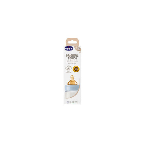 Chicco Natural Baby Bottle 330ml with ergonomic design and silicone nipple for easy feeding, shown in a clean setting.