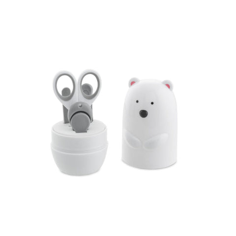 Chicco Polar Bear 4-piece manicure set with nail scissors and clippers, designed for children's grooming by Jag Couture London - New York.