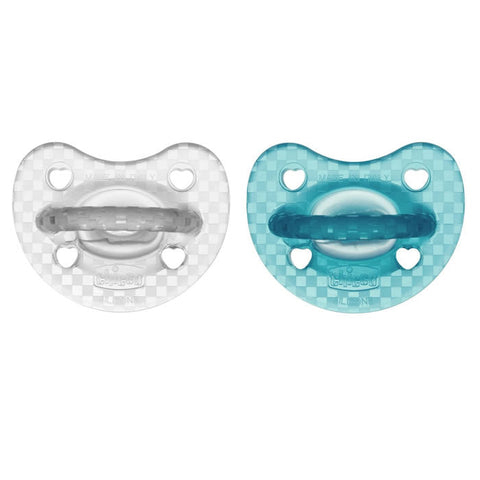 Chicco Physioforma Luxe baby pacifier in blue for 16-36 months, designed for comfort and soothing.