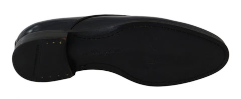 Blue leather dress derby shoes for men by Dolce & Gabbana, featuring a sleek formal design and classic lace-up style.