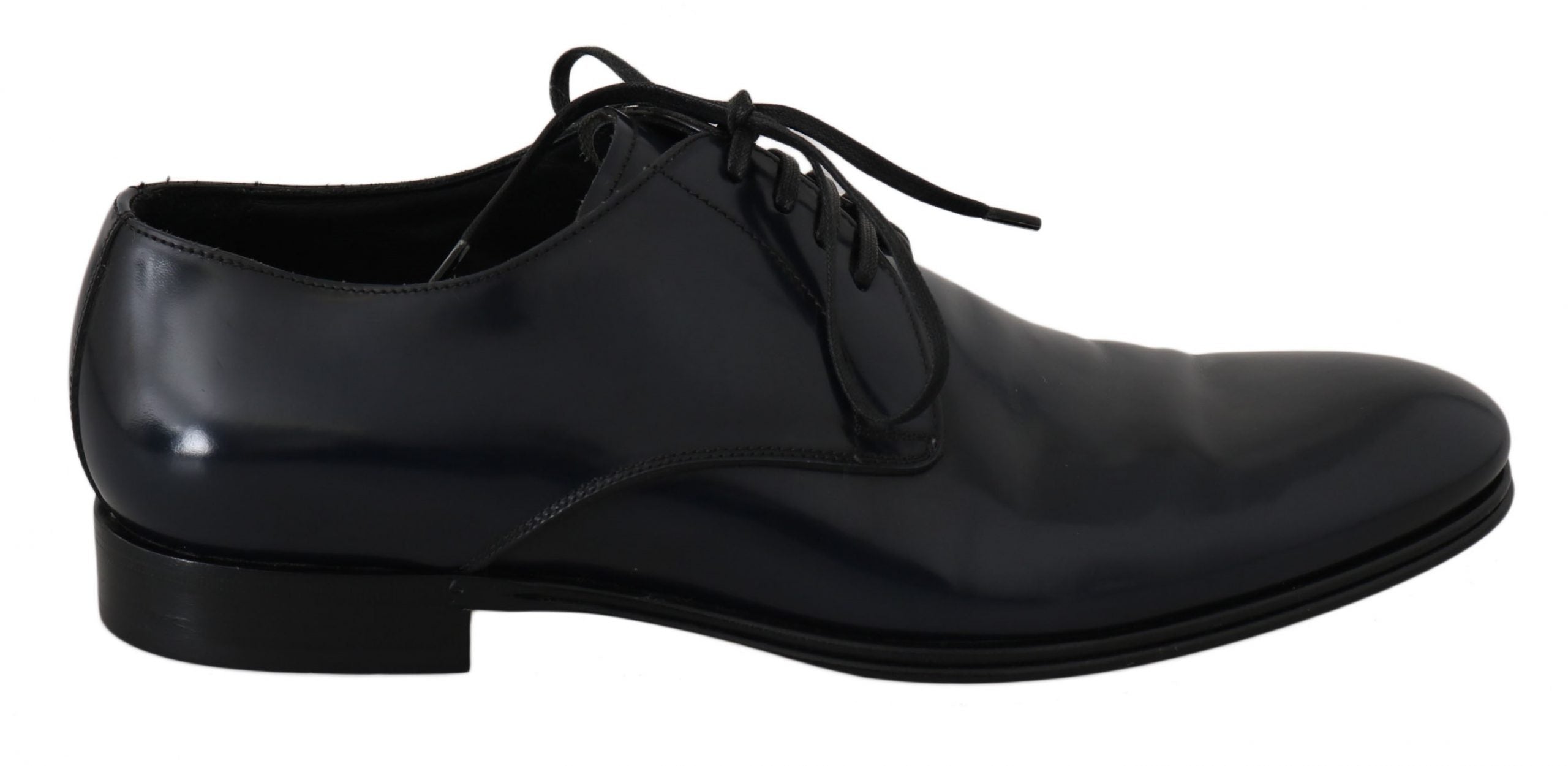 Blue leather dress derby shoes for men by Dolce & Gabbana, featuring a sleek formal design with polished finish.
