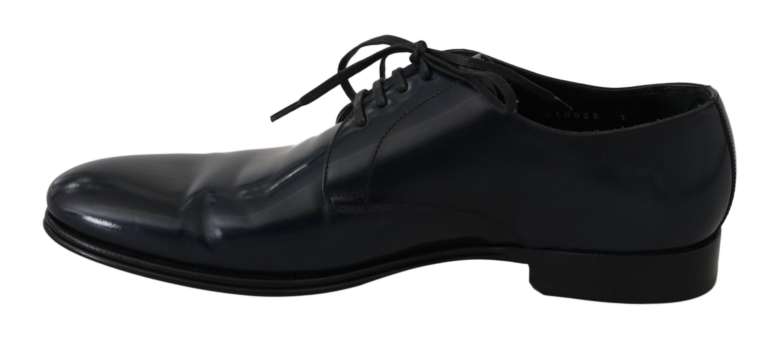 Blue leather dress derby shoes for men by Dolce & Gabbana, featuring a sleek formal design and classic lace-up style.