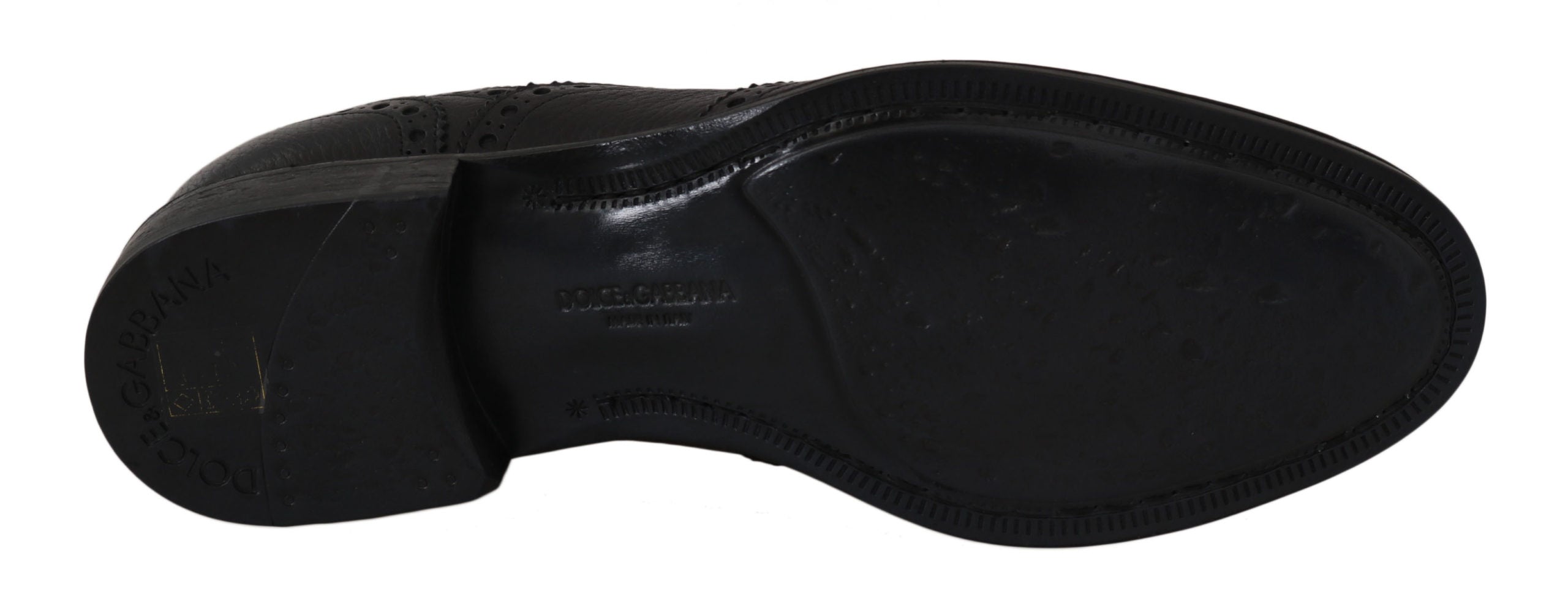 Blue leather wingtip oxford dress shoes by Dolce & Gabbana with detailed brogue accents and classic lace-up design.