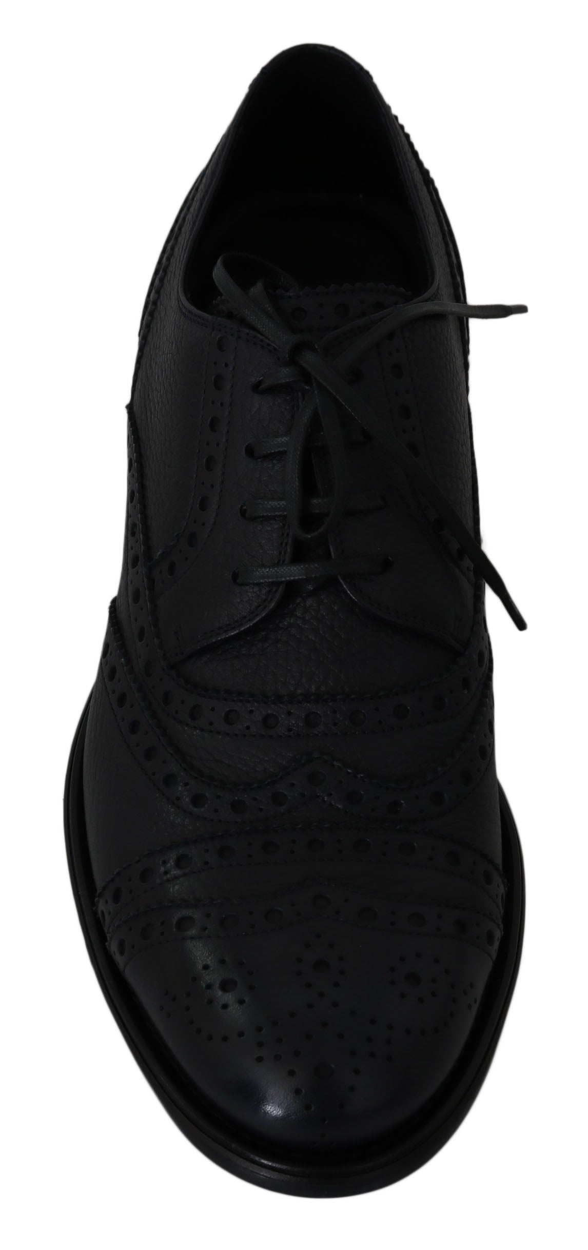 Blue leather wingtip oxford dress shoes by Dolce & Gabbana, featuring classic brogue detailing and polished finish.