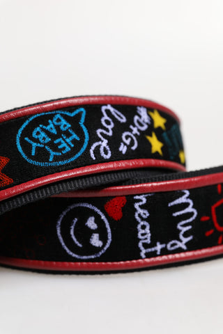 Black Cotton Printed Women Bag Accessory Shoulder Strap