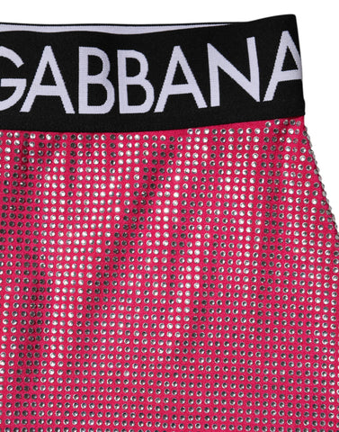 Pink Rhinestone Embellished Logo Mini Skirt