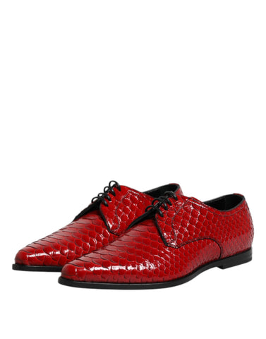 Red Exotic Leather Lace Up Dress Derby Shoes