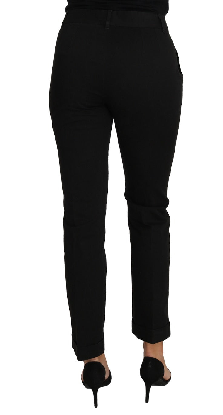 Black cropped straight pants by Dolce & Gabbana, featuring a sleek, tailored design and classic fit.