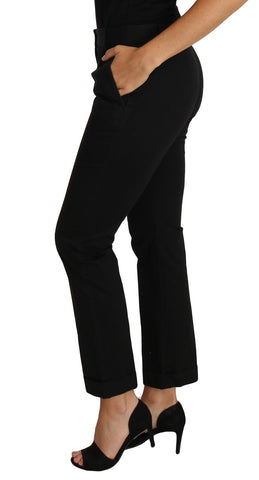 Black cropped straight pants by Dolce & Gabbana, showcasing a sleek fit and minimalist design.