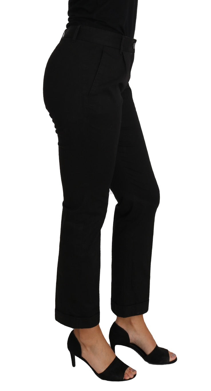 Black cropped straight pants by Dolce & Gabbana, tailored fit with clean lines, displayed on a neutral background.