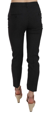 Dolce & Gabbana polka dot slim Capri trousers with tapered leg and elastic waistband, stylish women's fashion pants.