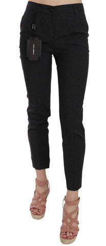 Dolce & Gabbana polka dot slim capri trousers with tapered fit, showcasing stylish pattern and tailored design.