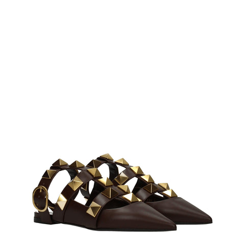 Brown Leather Flat Sandals