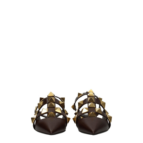 Brown Leather Flat Sandals