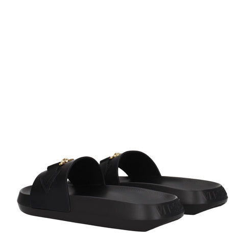 Black Leather Slippers