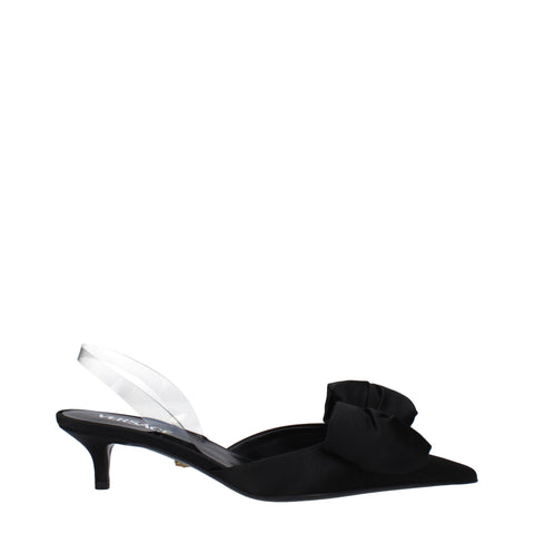 Black Satin Flat Sandals