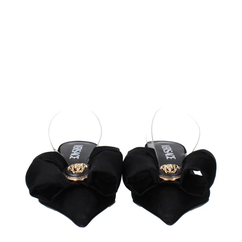 Black Satin Flat Sandals