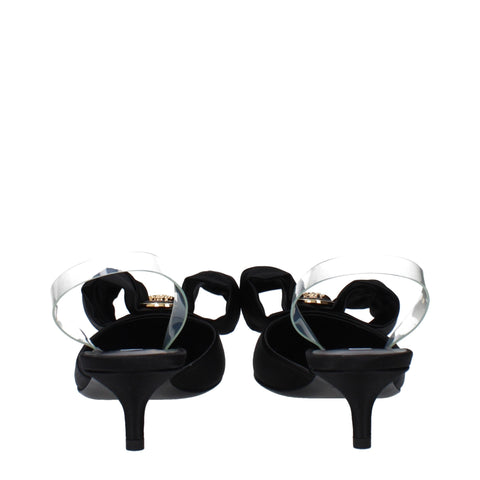 Black Satin Flat Sandals