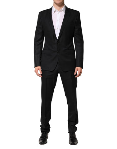 Dark Gray Jacquard Single Breasted 2 Piece Suit