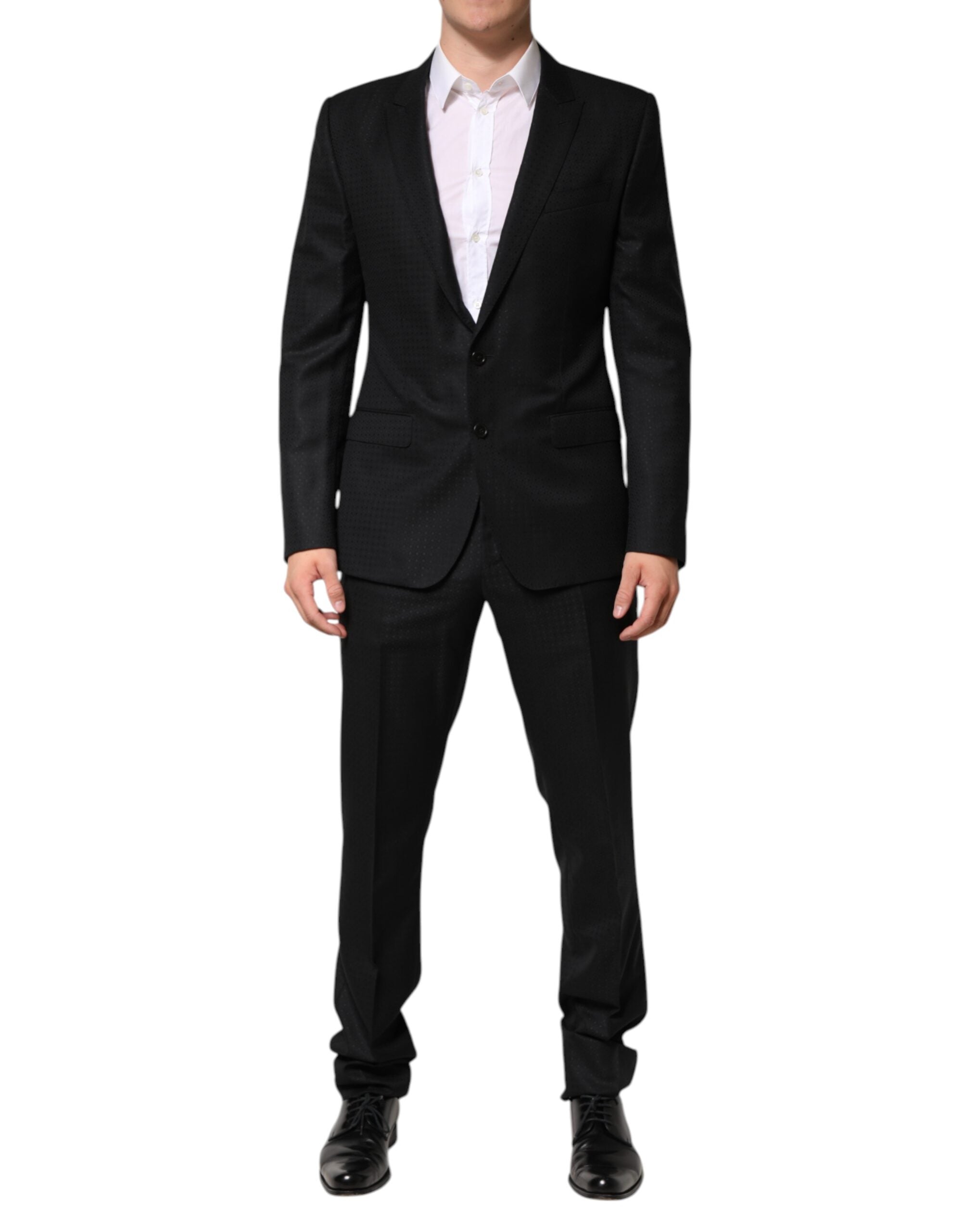 Dark Gray Jacquard Single Breasted 2 Piece Suit