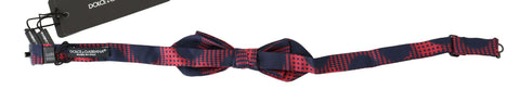 Red checkered silk adjustable men's neck bow tie by Dolce & Gabbana, featuring a classic pattern and elegant design.