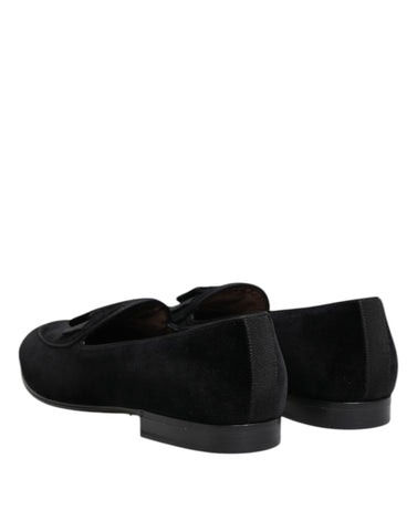 Black Velvet Loafers Formal Men Dress Shoes
