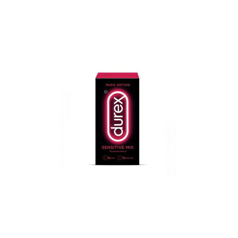 Durex Music Edition Sensitive Mix condoms in a pack of 10, featuring sleek packaging from Jag Couture London - New York.
