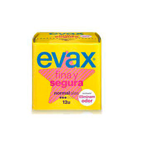 Evax Thin Safe Pads Wings Normal, feminine hygiene pads with wings, displayed on a clean surface.