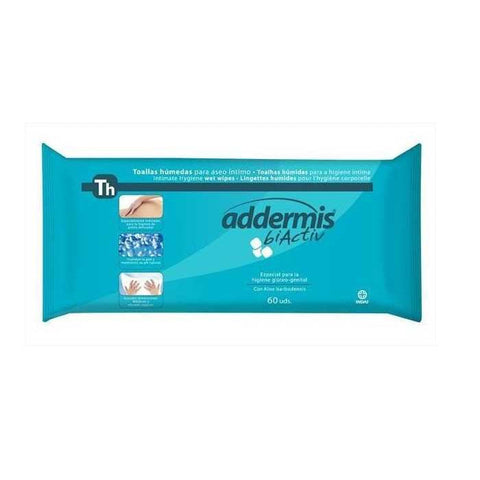 Pack of Addermis Adult Wipes with Aloe Vera by Jag Couture London, featuring 60 moist wipes for gentle skin cleansing.