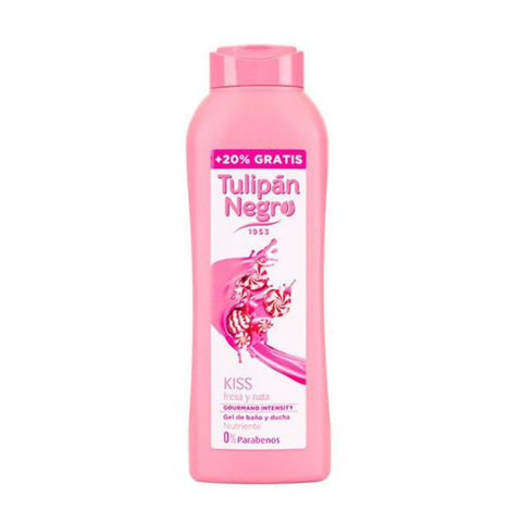 Jag Couture London - New York Tulipán Negro Fresa y Nata shower gel 650ml bottle with black tulip design and pink strawberry accents.